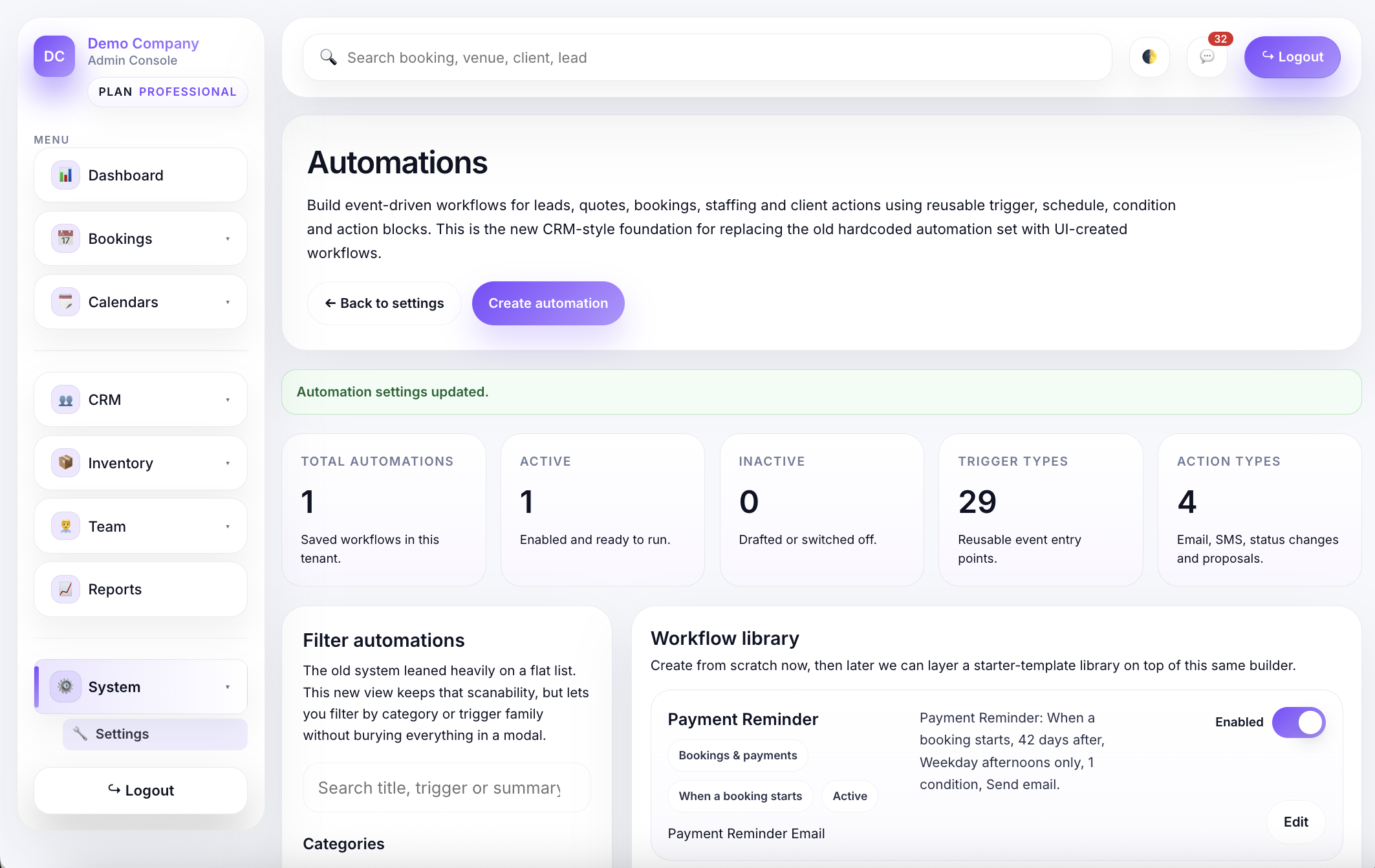Planellio automation engine feature